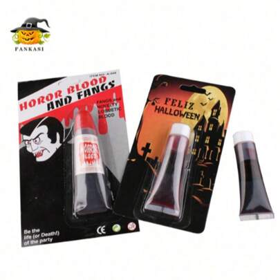 1 pezzo Trucco finto insanguinato, oggetto per scherzi horror, 15ml liquido di sangue artificiale per feste di Ognissanti, costumi e performance