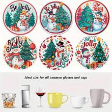 1 set/4 piezas/6 piezas Posavasos de barro de diatomeas con diseño de muñeco de nieve navideño, posavasos de café, decoración multiusos para el hogar y restaurantes, regalos diarios, decoración de mesa, decoración diaria, decoración para fiestas temáticas, como regalos de Navidad