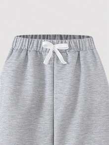 2pcs/Set Girls Wide Leg Pants, Fashion Versatile Solid Color Minimalist Style, Black & Grey, Loose Fit, Long Pants, Autumn 2025 - Multicolor - View 4