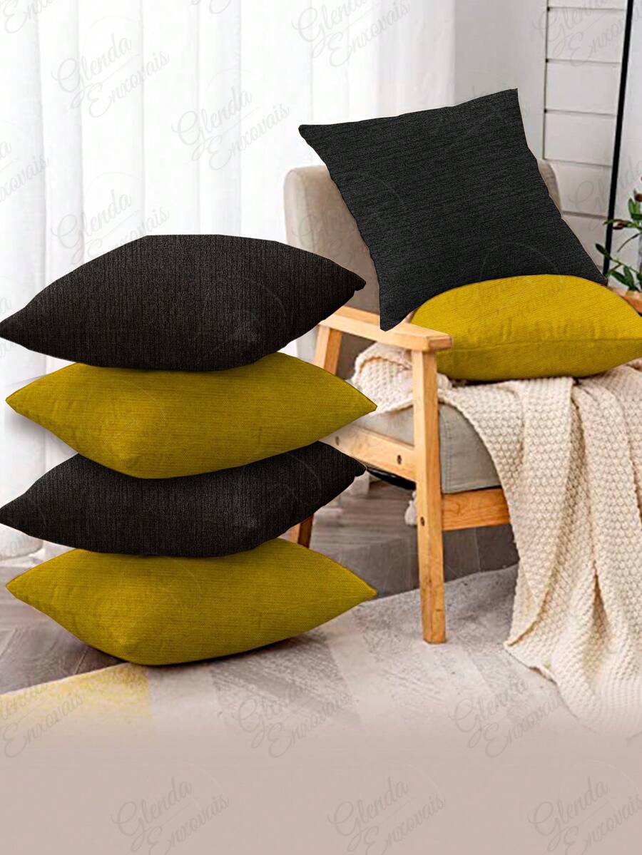 6 Zippered Pillows, 3 Plain And 3 Printed, 0.45x0.45xm - AL - 3AM-3PR - View 1