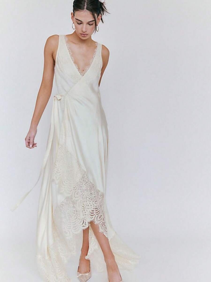 Chic Lace Patchwork Dress – Effortlessly Stylish, Perfect For Summer Parties  Date Nights  Design With Elegant Details - trắng - Xem 1