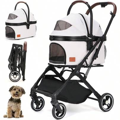 Foldable Pet Carrier, Separate Pet Buggy, Dog Carrier, Freestanding, Cat Carrier With Suspension, Multi-Pet Carrier For Small Dogs, 20kg Weight Capacity