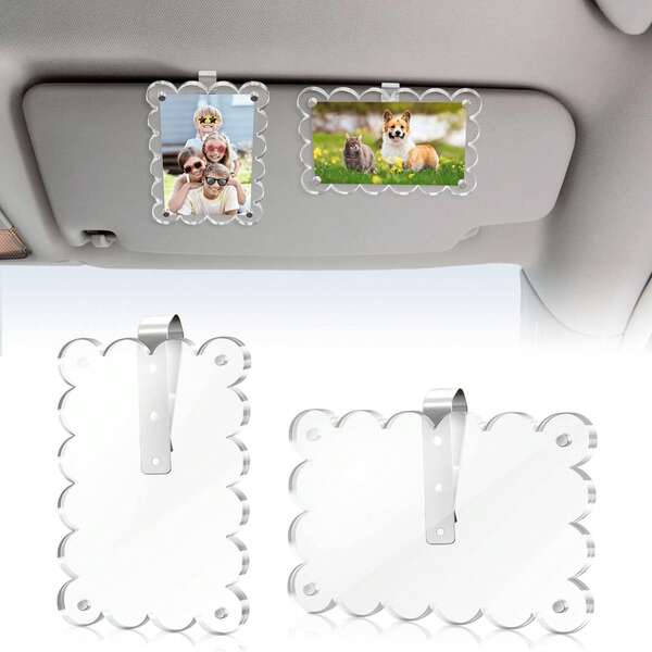 Porta-retratos magnéticos para viseira de carro – Suportes para fotos, acessórios automotivos personalizados com clipes para fácil exibição