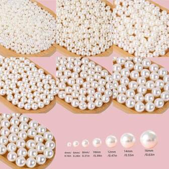 100/160/200/400/1000pcs Ivory/White ABS Faux Pearl Loose Beads, Suitable For DIY Jewelry Making Bracelets Necklaces Accessories, Clothing Shoes Bags Crafts Decorations, 3/4/5/6/8/10/12/14mm