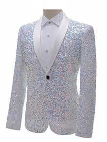 Men's Shiny Sequin Suit Jacket, Nightclub Stage Performance Formal Wear