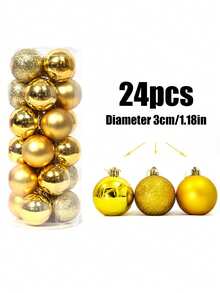 24pcs Christmas Balls, Christmas Ornaments, Colorful Plastic Electroplated Ball Ornaments ,For Christmas TreeMall Holiday Party Hanging Christmas Tree Upscale Hotel Restaurant Decoration ,Shatterproof Hanging Decorations ,Celebration Decoration Anniversary Birthday Everyday Exquisite Craftsmanship Fashion For Christmas, Birthday, Valentine's Day, Wedding Party, Home, Office, Outdoor, Christmas Tree, Create Holiday Atmosphere, Christmas Gift - Multicolor - View 7