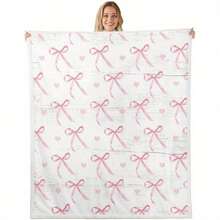 Bowknot Prints Ultra-Soft Flannel Throw Blanket Digital Printing, 280gsm, All-Season Comfort Polyester Blankets Great Gift For Friend, Family, Wedding, Birthday,Warm,Soft,Comfortable,Cozy Personalized Ideal Gifts For Him,Her,Boyfriend,Girlfriend,Dad,Mom,Family,Friends,Pets ,For Anniversaries,Valentine's Day,Mother's Day,Birthdays,Father's Day,Weddings,Graduation,Christmas,Housewarming Sofa,Bed,Car,Bedroom,Living Room,Office,Outdoor Camping,Beach,Wall Decoration - 多色7 - 查看 1