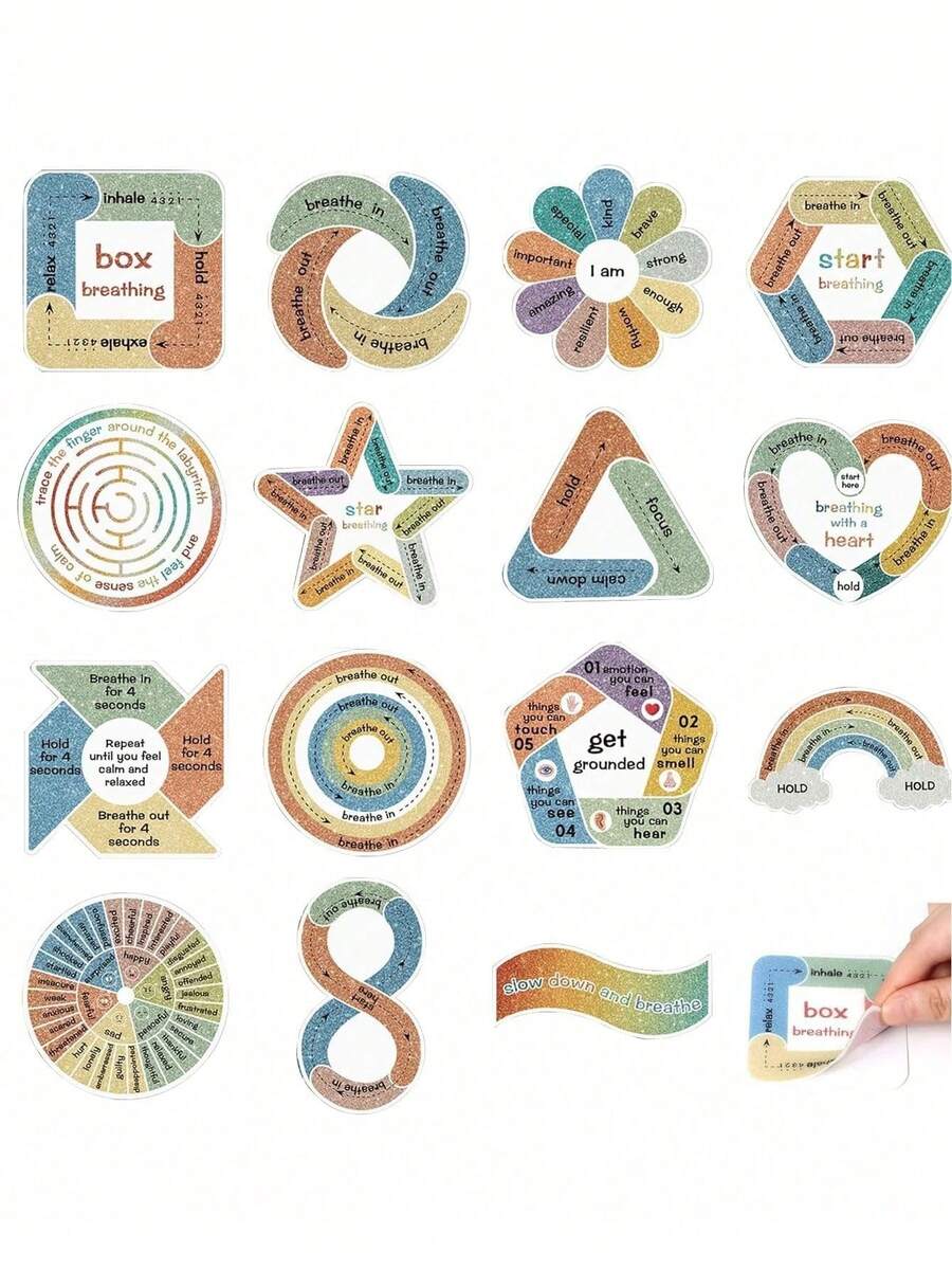 Anxiety Relief Stickers, Anxiety Sensory Colorful Stickers, Textured Sensory Adhesives, Can Relieve Stress, Very Suitable For Use On Desks, Classrooms, Key Chains, Mobile Phone Back Covers, Etc., A Variety Of Colors And Styles Are Available, Effectively Relieve Stress And Anxiety. - Multicolor - View 1