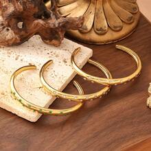 1 件不锈钢 18K 多层珍珠珐琅手镯，简约设计，时尚适合派对、约会、办公室佩戴 - 金黃色 - 查看 7