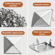 100/320pcs 10mm Square Pyramid Silver Punk Rock Jewelry Craft 4-Prong Metal Studs, Suitable For DIY Leather Rivet Nails, Bags, Clothes, Shoes Metal Square Rivets