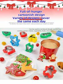 1pc Stainless Steel Sandwich Mold Christmas Series Baking Tool Set For . Selected Stainless Steel Material, Which Is Hard, Drop-Resistant And Not Easy To Deform. The Edges Are Polished Smooth To Prevent Hand Injuries; It Includes Classic Christmas-Shaped Molds Such As Christmas Trees, Snowmen, And Bells. It Can Not Only Press Out Regular Sandwiches, But Also Be Used To Make And Rice Balls; Halloween, Christmas, Thanksgiving,