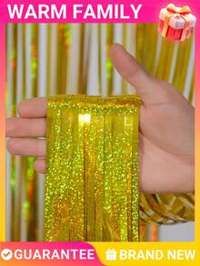 1-4m Luxury Gold Metallic Foil Party Curtain - Foil Curtain,Laser Curtain,Premium Shimmering Backdrop For New Year Wedding Reception With High-Reflective Surface, Perfect For Christmas Anniversary Gala Dinner Photo Booth Stage Decor, Elegant Ballroom Divider For Corporate Event Birthday Celebration VIP Lounge - Gold - View 9