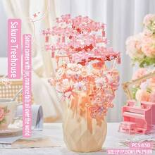 Conjunto de buquê de flores preservadas em garrafa decorativa, enfeite de árvore de sakura feito à mão, adequado para presentes de Dia dos Namorados, Ação de Graças, Halloween, Natal e aniversário