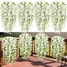 1/4 Paquetes de 30 pulgadas de flores artificiales blancas de lirio de la mañana con hojas de eucalipto, plantas artificiales, adecuadas para decoración interior y exterior, perfectas para bodas y compromisos, jardín, porche, granja, patio, decoración exterior, decoración colgante, decoración de otoño, decoración de Halloween, decoración navideña, decoraciones de Año Nuevo