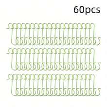 60pcs Christmas Decoration Hooks, Ornament Hangers, Christmas Metal Wire, Silver & Gold Hooks, Red & Green Hanging Hooks, Christmas Tree Decor, Christmas Accessories Metal Small Hanging Clips, Christmas S-Hooks - Multicolor - View 9