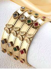 1pc Minimalist Colorful Zirconia Butterfly Geometric Asymmetrical Gold Bracelet Jewelry, Suitable For Daily Wear (Inner Diameter Approx. 6.2cm/2.44in, Suitable For Women With Smaller Wrists)