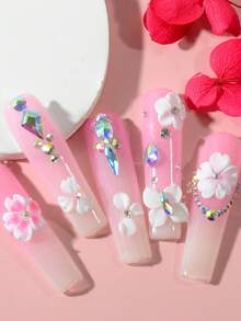 12 件 3D 手工花瓣美甲配件精美亚克力美甲配件指甲水宝石设计 3D 花朵美甲装饰 DIY 美甲首饰女士女孩美甲用品指甲美甲饰品 - 彩色 - 查看 10