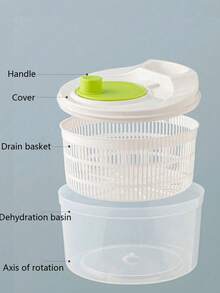 1pc Multi-Function Multi-Color Vegetable Salad Spinner, Manual Fruit & Vegetable Dehydrator, Vegetable Spinner, Fruit & Vegetable Washing Basket, Double-Layer Draining Bowl, Shatter-Resistant, PP Material, Kitchen Tool, Efficient Salad Maker, Vegetable Dehydrator, Kitchen Essential - Multicolor - View 10