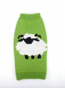 1pc Pet Puppy/Kitten Sweater, Warm Knitted Pullover With Ins-Style Sheep Pattern, Suitable For Small/Medium Dogs & Cats In Cold Seasons