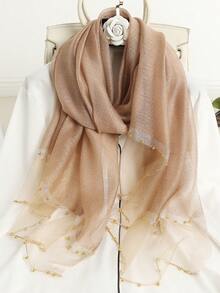 1pc Women Black Solid Faux Pearl Beaded Mulberry Silk & Wool Blend Warm Shawl, Elegant Pearl Double Row Scarf Suitable For Men/Women, Spring/Summer Travel Sun Protection, Autumn/Winter Warm Shawl Decor Accessory, Gift For Friends And Family - Black - View 19