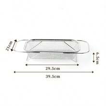 1 件不锈钢水槽沥水篮，可扩展厨房水槽碗碟干燥架，多功能餐具和碗沥水架 - 銀色 - 查看 4