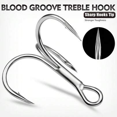 10pcs Treble Hooks, Anchor Fish Hooks, Triple Prong Hooks, Butterfly Hooks, Reinforced Bait Hooks For Lure Fishing
