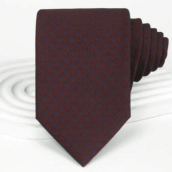 1 件勃艮第涤纶提花领带，男士配饰适合休闲、派对、酒吧、约会、商务会议、所有季节男士领带男士领带