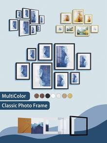 精美相框，尺寸可选：4x6、5x7、8x8、8x10、12x12、11x14、12x16 英寸，颜色可选：黑色/白色/木色/棕色/金色，方形和长方形人像相框，适合壁挂或桌面摆放。 - 彩色 - 查看 4