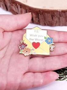 1 件 Ditsy Floral“你的焦虑在欺骗你”珐琅翻领别针，心理健康意识装饰胸针情人节