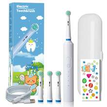 Orinatola Kids Electric Toothbrush, Comes With 4 Brush Heads, USB Rechargeable, 3 Cleaning Modes, Includes Travel Case And Cartoon Stickers, Built-In 600mAh Battery, Suitable For Children 3+ Years Old - Multicolor - View 12