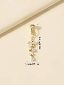1pc Silver Non-Piercing Butterfly Fake Belly Button Piercing Clip On Fake Piercing Suitable For Daily Wear By Women - Yellow Gold - View 2