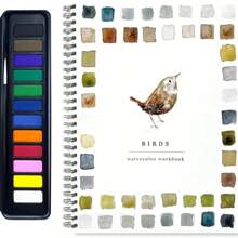 Watercolor Workbook, Lex Watercolor Workbook, Beginner-Friendly Birds Watercolor Workbooks, 12 Colors Watercolor Paint Set With Paint Brush,Mother's Day,Mom's Gift,Back To School,School Supplies