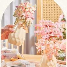 Conjunto de buquê de flores preservadas em garrafa decorativa, enfeite de árvore de sakura feito à mão, adequado para presentes de Dia dos Namorados, Ação de Graças, Halloween, Natal e aniversário