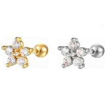 1 pieza de arete popular de doble hélice del cartílago de la corona de Circonita cúbica de acero inoxidable 316L, joyería de moda de mujer