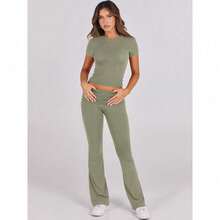 Lounge Sets For Women 2 Piece Foldover Yoga Flare Leggings Pants Crop Tops Casual Y2K Outfits Matching Tracksuit Set/Vacation Outfits Women