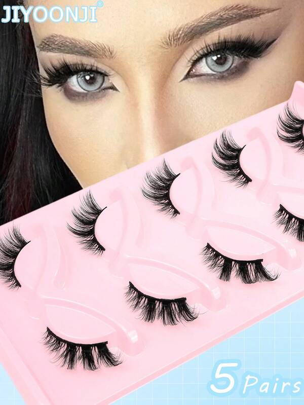 5 paia di ciglia finte a forma di occhio di gatto, ciglia volpe, ciglia finte in finta pelliccia di visone, ciglia voluminose, ciglia finte naturali, estensioni di ciglia, trucco