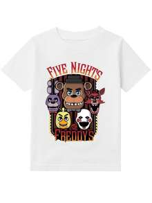 Young Boy's/Girl's Cotton Graphic Tees, Game T-Shirts For Boy, Black Summer T-Shirts With Cartoon Characters, Gift For  Fans, Round Neck, Fun - 白色 - 查看 3