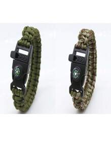 Adjustable Emergency Survival Bracelet With Whistle And Compass, Survival Kit For Camping, Outdoor Travel, Hiking