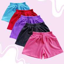 Kit 3 Shorts Canelados Infantis Femininos - Cores Sortidas - Multicolorido - Visão 1