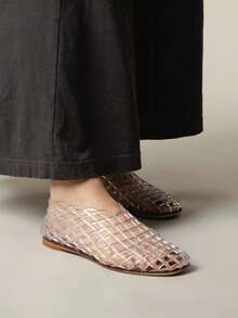 Clear Hollow Out Ballerina Shoes Ballet Flats For Women Back To School Summer Beach Slip-On Round Toe Outdoor Shoes - 白色 - 查看 10