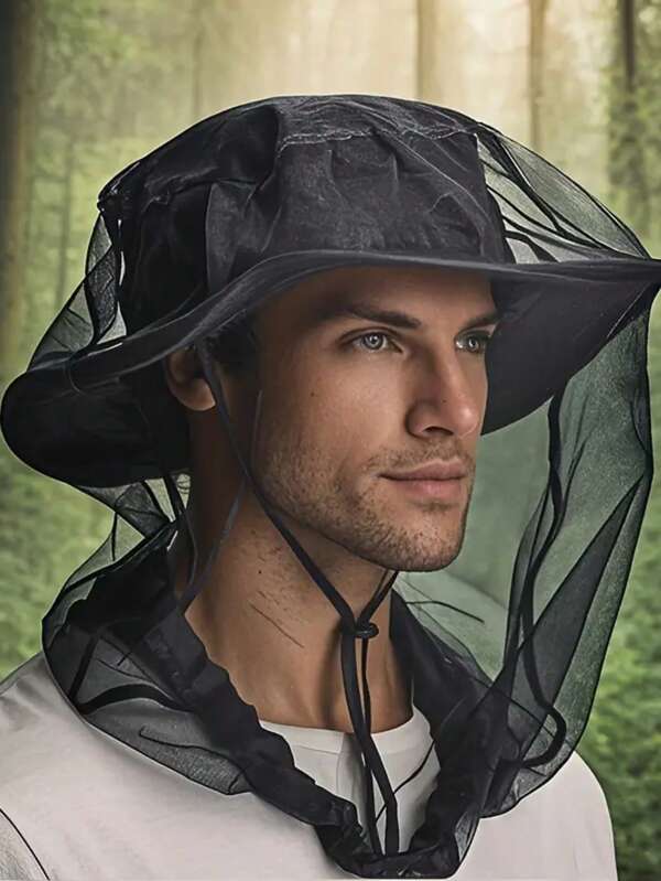 Creative EVA Outdoor Mosquito Net Hat - Automatic Retractable Mesh, Breathable And Machine Washable, Ideal For Outdoor Camping And Fishing. Polyester Insect Net Headnet For Face, Neck And Shoulders - Black, White And Gray - Perfect For Outdoor Activities, Walking, Camping And Hiking, Insect Repellent | Fashionable Headgear | Lightweight Mesh Bag