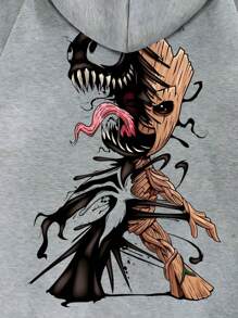 Marvel Sudadera con capucha gráfica de Groot en forma de Venom para adolescentes/niños, personaje de Marvel, ajuste holgado casual de manga larga, otoño