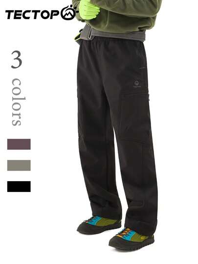 TECTOP Men's Outdoor Hiking Pants, Thermal Lined, Windproof Waterproof, Stretchy Fabric, With Pockets, Sports Trousers, Autumn/Winter,Fleece