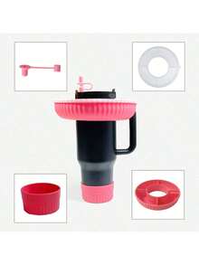 40 Oz Insulated Mug With Handle Snack Tray Set - Includes Non-Slip Cup Sleeve, Straw Cap, Snack Tray And Lid - Durable And Reusable Silicone Accessories For Snacking At Home, On-The-Go, Or At The Movie Theater