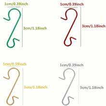 60pcs Christmas Decoration Hooks, Ornament Hangers, Christmas Metal Wire, Silver & Gold Hooks, Red & Green Hanging Hooks, Christmas Tree Decor, Christmas Accessories Metal Small Hanging Clips, Christmas S-Hooks - Multicolor - View 8