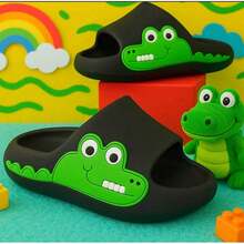 Chinelo Nuvem Sandália Infantil Jacaré Meninos - Preto - Visão 1