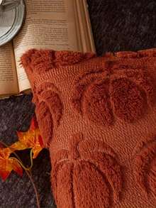 Vỏ gối trang trí Halloween thêu hình quả bí ngô mùa thu 18x18, Vỏ gối trang trí mùa thu cho ghế sofa, Phong cách mộc mạc trang trại, Len kết cấu sang trọng có thêu thân màu nâu Thân màu cam nâu - Nhiều màu - Xem 7
