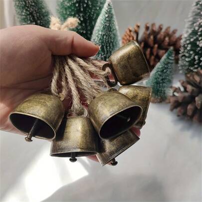 3/6pcs Christmas Cow/Sheep Bells, Pet Bells, Christmas Decoration Jute Rope Bells, Jute Rope Cow Bells, Clear And Loud Sound, Can Be Hung On Christmas Tree, Door, And Pet Collar Home Decor Christmas Decorations Room Decor