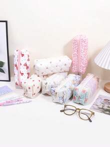 1pc Bow Pencil Case, Creative Floral And Bow Pattern Design, Beautiful Pencil Case - Suitable For Study Stationery Storage And Desktop Organization Decoration, Daily Portable Storage Bag, Beautiful Gift For Friends,Back To School,School Supplies,Pencil Pouch,School Bag - Multicolor - View 11