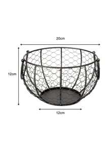 1 pieza Cesta de almacenamiento de hierro - Multiusos para huevos, frutas, patatas y ajo, con ventilación, ideal para la organización de la cocina